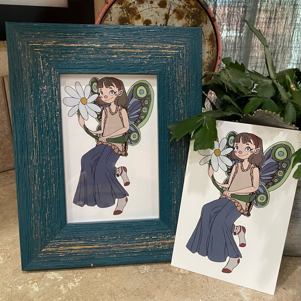 ✂️4x6 Print of drawing done by my son titled ‘A little fairy’✂️